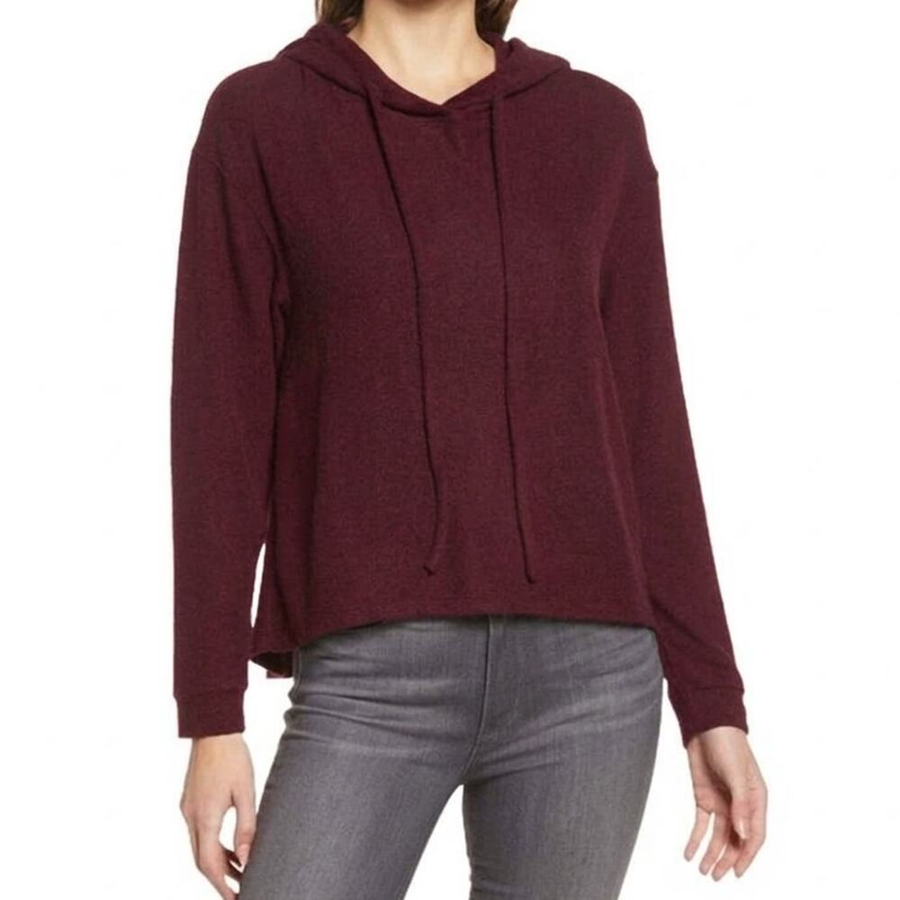 Everleigh Cozy Hoodie Soft Brushed French Terry Cotton Burgundy Size M NWT